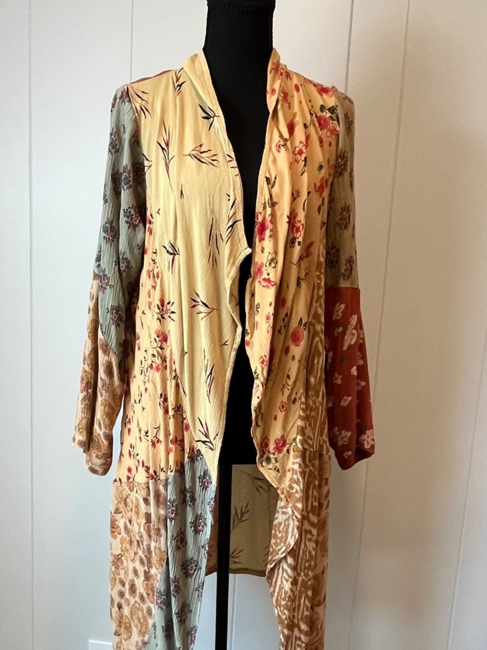 Sacred Threads Boho Patchwork Duster Kimono Beach Coverup Evening sz L/XL NWT